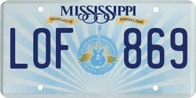 MS license plate LOF869