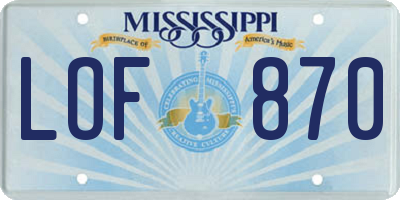 MS license plate LOF870