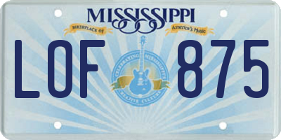 MS license plate LOF875