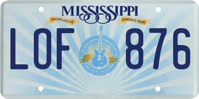MS license plate LOF876