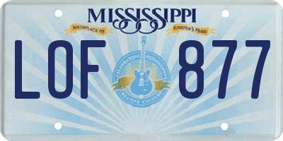 MS license plate LOF877