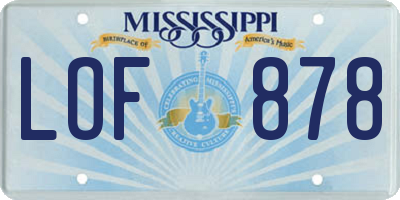 MS license plate LOF878