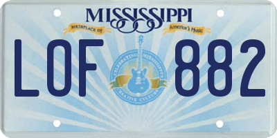 MS license plate LOF882
