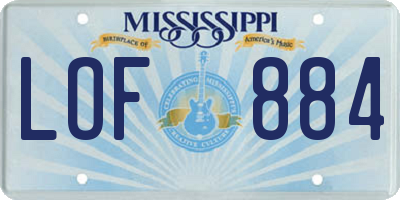 MS license plate LOF884