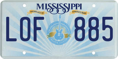 MS license plate LOF885