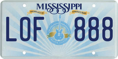 MS license plate LOF888