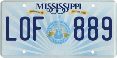 MS license plate LOF889