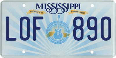 MS license plate LOF890