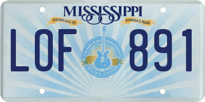 MS license plate LOF891