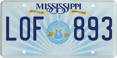 MS license plate LOF893