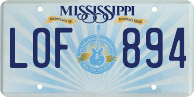 MS license plate LOF894