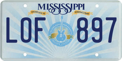 MS license plate LOF897