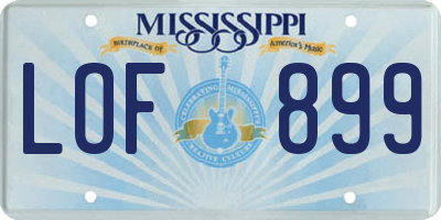 MS license plate LOF899
