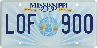 MS license plate LOF900