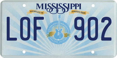 MS license plate LOF902