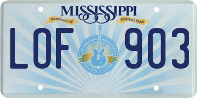 MS license plate LOF903