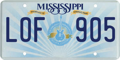 MS license plate LOF905