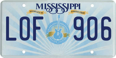 MS license plate LOF906
