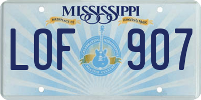 MS license plate LOF907