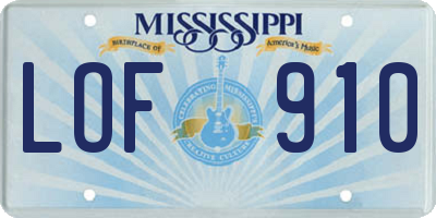 MS license plate LOF910