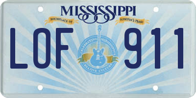 MS license plate LOF911
