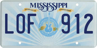 MS license plate LOF912