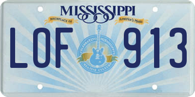 MS license plate LOF913