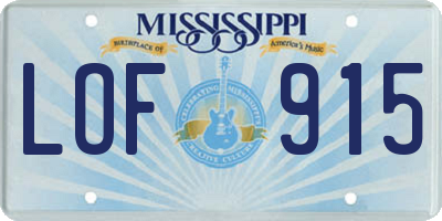 MS license plate LOF915
