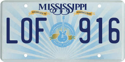 MS license plate LOF916