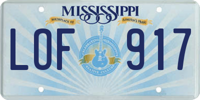 MS license plate LOF917