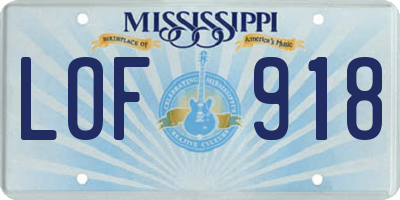MS license plate LOF918