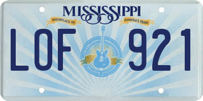 MS license plate LOF921