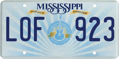MS license plate LOF923