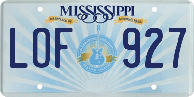 MS license plate LOF927
