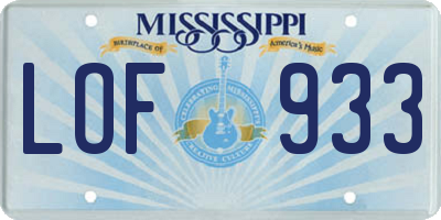 MS license plate LOF933