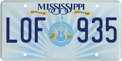 MS license plate LOF935