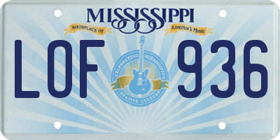 MS license plate LOF936