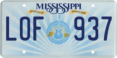 MS license plate LOF937