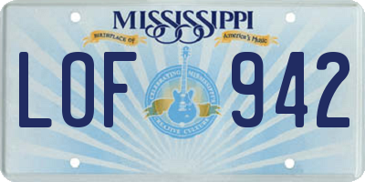 MS license plate LOF942