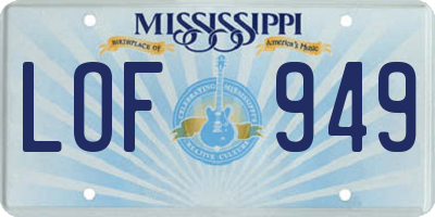 MS license plate LOF949