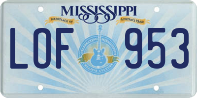 MS license plate LOF953