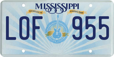 MS license plate LOF955