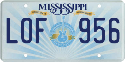 MS license plate LOF956