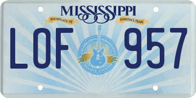 MS license plate LOF957