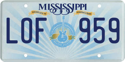 MS license plate LOF959