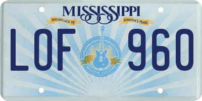 MS license plate LOF960