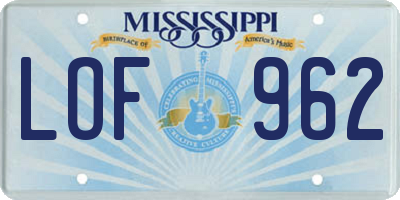 MS license plate LOF962