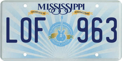 MS license plate LOF963