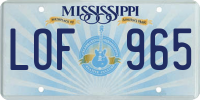 MS license plate LOF965