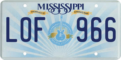 MS license plate LOF966